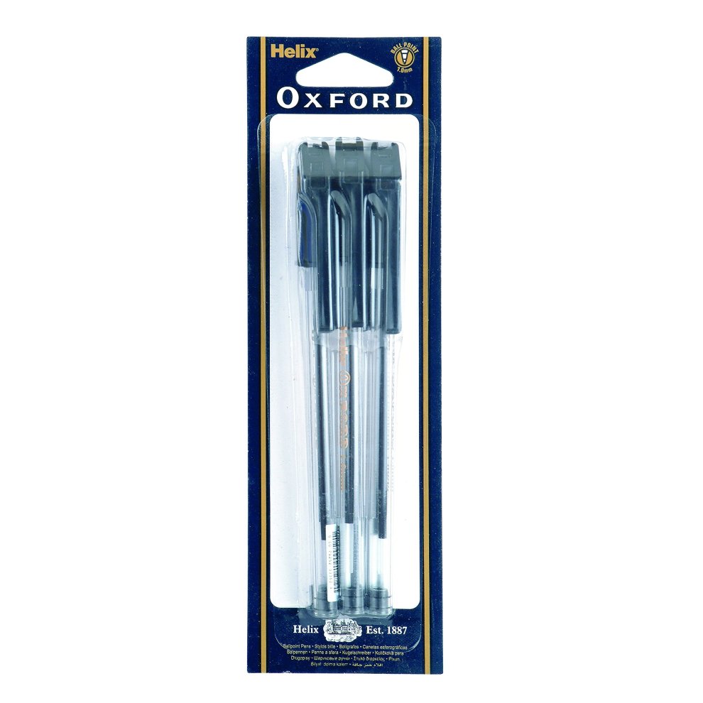 BALL POINT STICK PENS OXFORD BLACK PACK OF 6 BLISTER